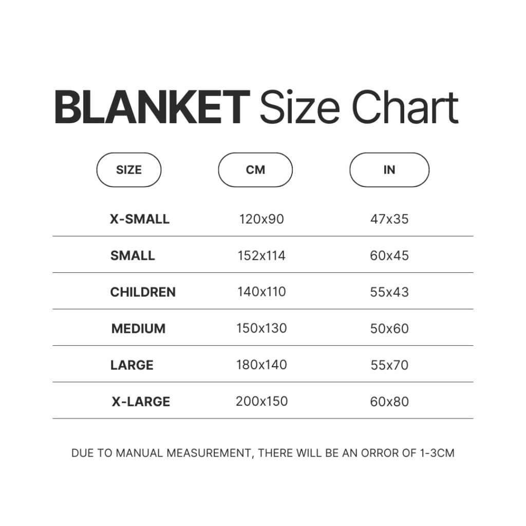 Blanket Size Chart - Akatsuki Store