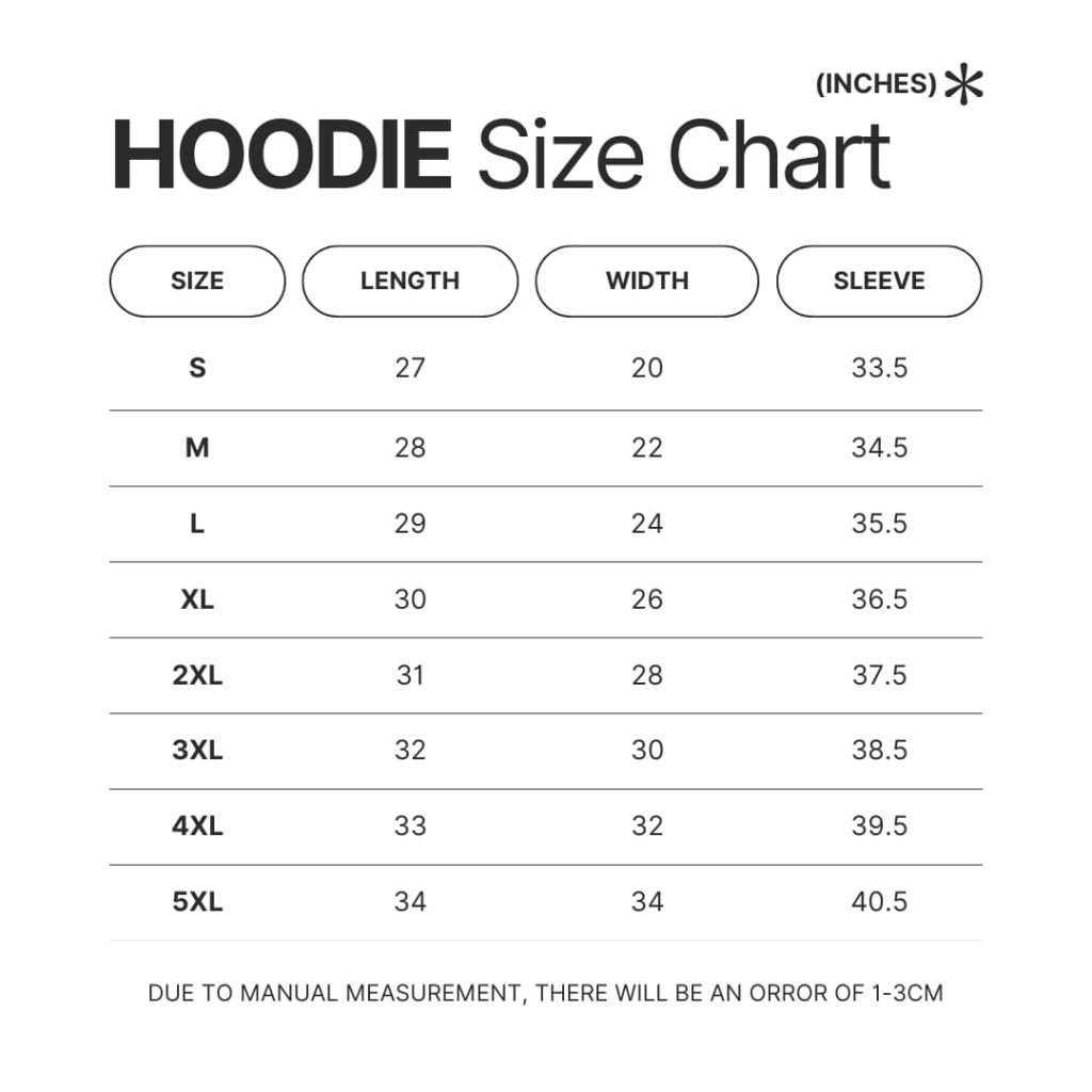 Hoodie Size Chart - Akatsuki Store