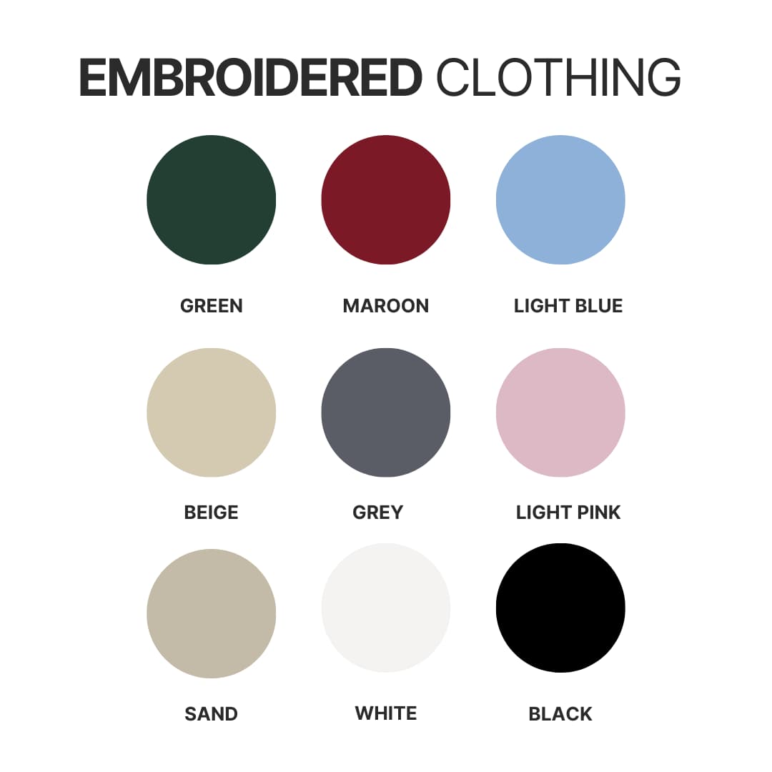 Embroidered clothing color chart - Akatsuki Store