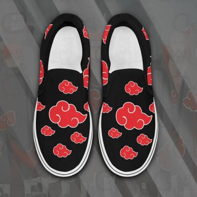 Akatsuki Cloud Slip On Sneakers Custom Anime Naruto Shoes Men / US6 Official Akatsuki Merch