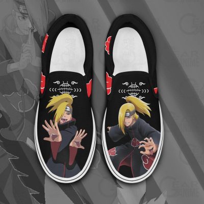 Akatsuki Deidara Slip On Sneakers Naruto Custom Anime Shoes PN12 Men / US6 Official Akatsuki Merch