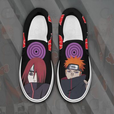 Akatsuki Nagato Pain Slip On Sneakers Naruto Custom Anime Shoes PN12 Men / US6 Official Akatsuki Merch