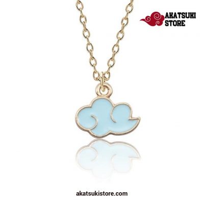 Anime Naruto Red Cloud Logo Metal Pendant Necklace Blue