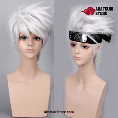 Hatake Kakashi Silver White Short Cosplay Costume Wigs With Headband