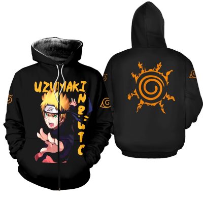 Uzumaki Naruto Shirt Naruto Family Symbol Anime Hoodie Sweater Zip Hoodie / S Official Naruto Merch