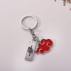 Anime Keychain Ninja Kunai Weapon Modle Keyrings Konoha Symbol Akatsuki Red Cloud Pendant Key Chains Car 3 - Akatsuki Store