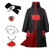 Anime costume cape dawn organization cape embroidered red cloud cartoon pattern robe Halloween Cosplay necklace with - Akatsuki Store