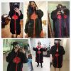 Anime costume cape dawn organization cape embroidered red cloud cartoon pattern robe Halloween Cosplay necklace with 2 - Akatsuki Store