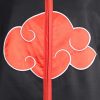 Anime costume cape dawn organization cape embroidered red cloud cartoon pattern robe Halloween Cosplay necklace with 3 - Akatsuki Store