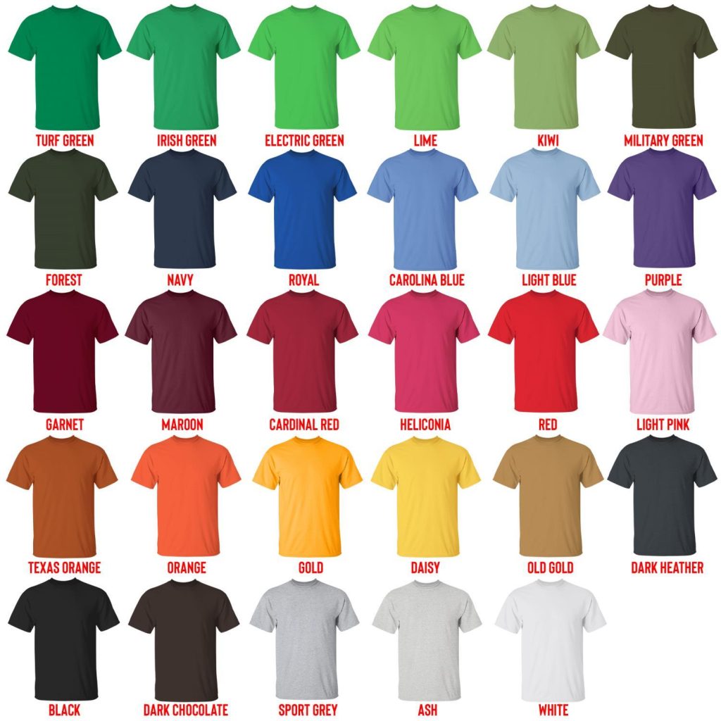 t shirt color chart - Akatsuki Store